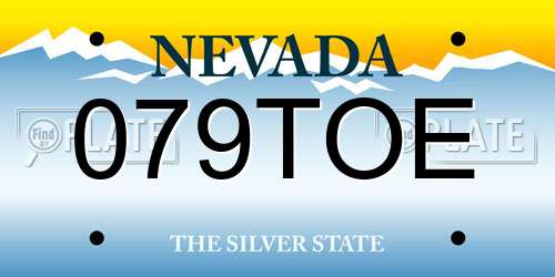 079TOE Nevada License Plate