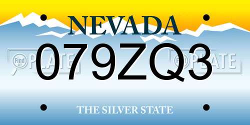 079ZQ3 Nevada License Plate