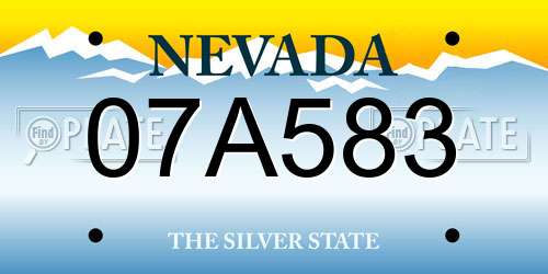 07A583 Nevada License Plate