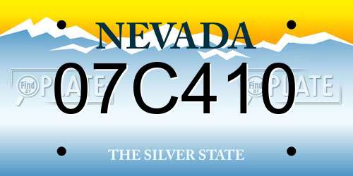 07C410 Nevada License Plate