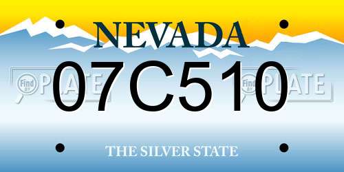 07C510 Nevada License Plate