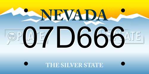 07D666 Nevada License Plate