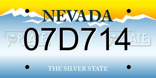07D714 Nevada License Plate
