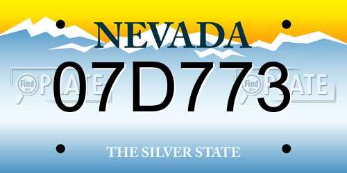 07D773 Nevada License Plate