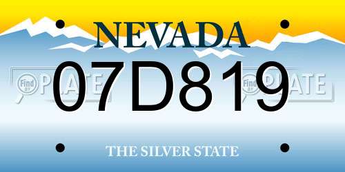 07D819 Nevada License Plate