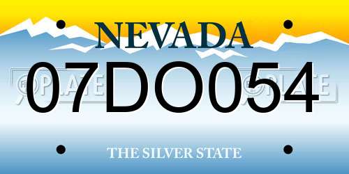 07DO054 Nevada License Plate