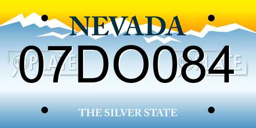 07DO084 Nevada License Plate