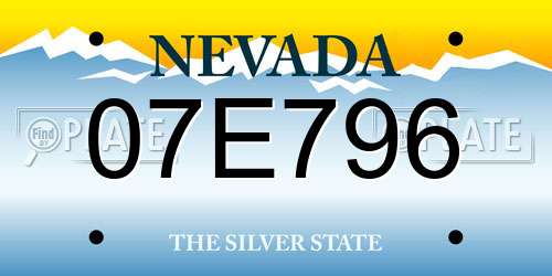 07E796 Nevada License Plate