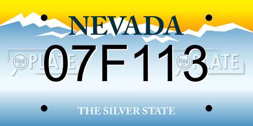 07F113 Nevada License Plate