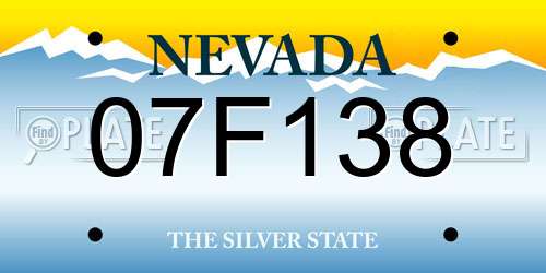 07F138 Nevada License Plate