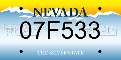 07F533 Nevada License Plate