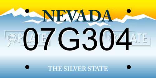 07G304 Nevada License Plate
