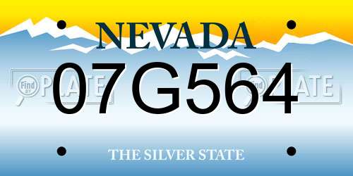 07G564 Nevada License Plate