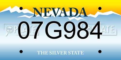 07G984 Nevada License Plate