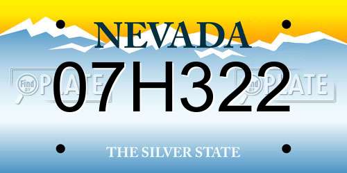 07H322 Nevada License Plate