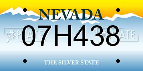 07H438 Nevada License Plate