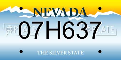 07H637 Nevada License Plate