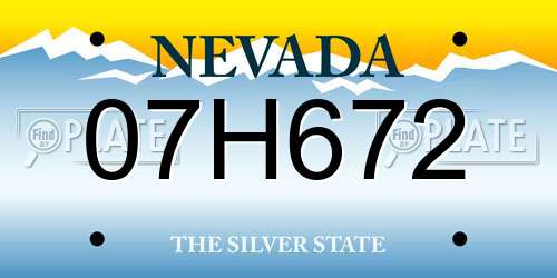 07H672 Nevada License Plate