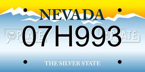 07H993 Nevada License Plate