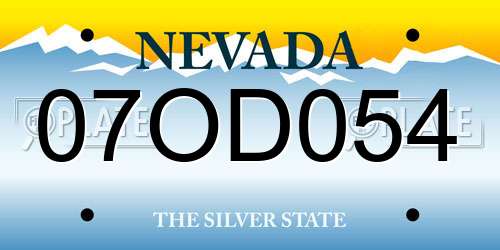 07OD054 Nevada License Plate