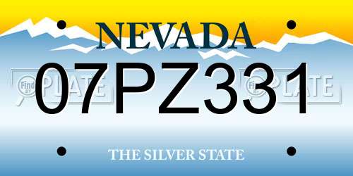 07PZ331 Nevada License Plate