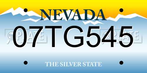 07TG545 Nevada License Plate