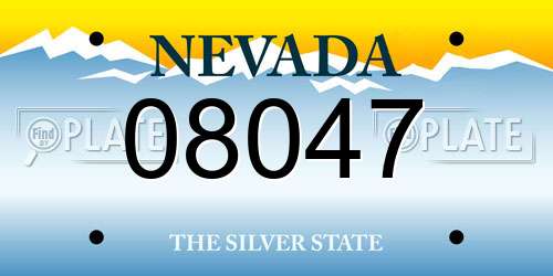 08047 Nevada License Plate