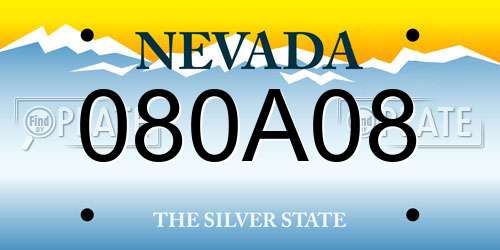 080A08 Nevada License Plate