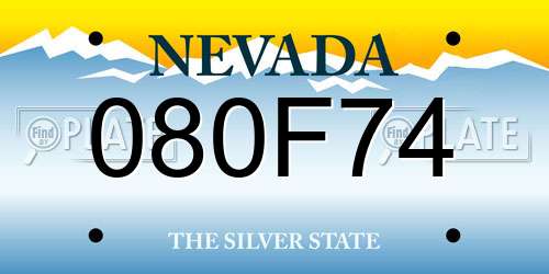 080F74 Nevada License Plate