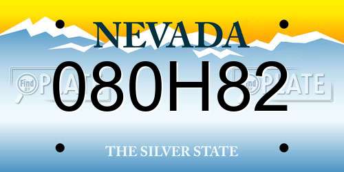 080H82 Nevada License Plate