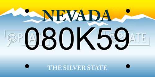 080K59 Nevada License Plate