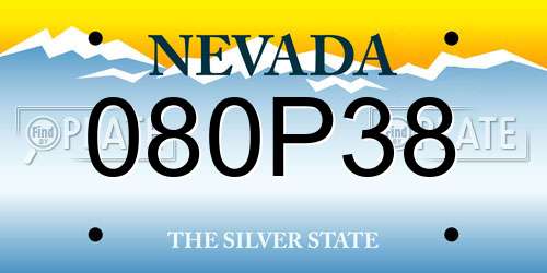 080P38 Nevada License Plate