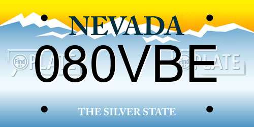 080VBE Nevada License Plate