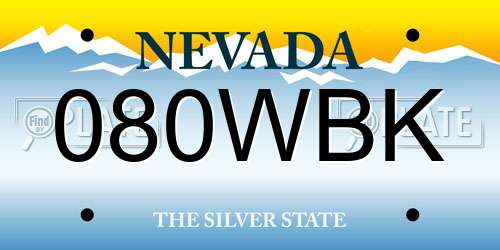 080WBK Nevada License Plate