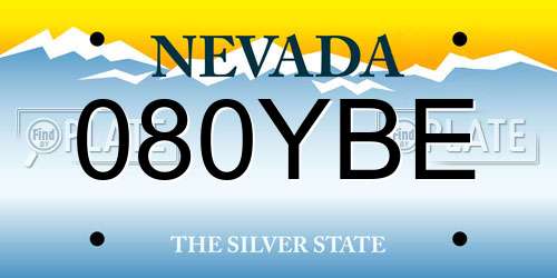 080YBE Nevada License Plate