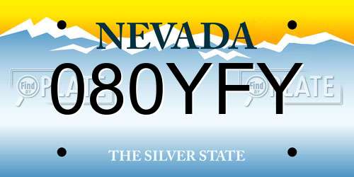 080YFY Nevada License Plate