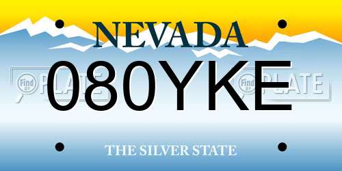 080YKE Nevada License Plate