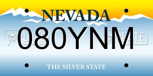 080YNM Nevada License Plate