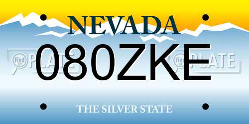 080ZKE Nevada License Plate