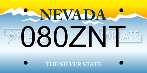 080ZNT Nevada License Plate