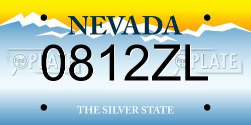 0812ZL Nevada License Plate