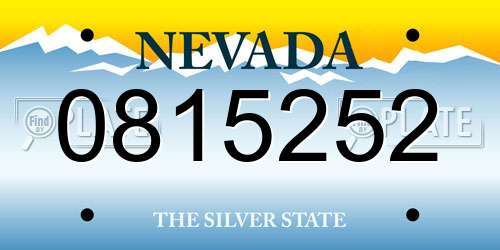 0815252 Nevada License Plate