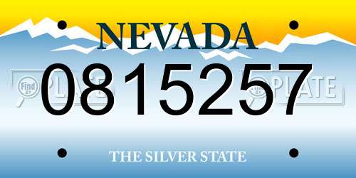 0815257 Nevada License Plate