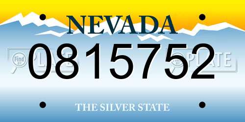 0815752 Nevada License Plate
