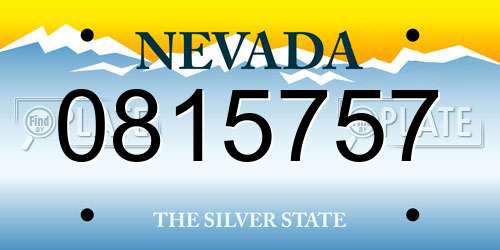 0815757 Nevada License Plate
