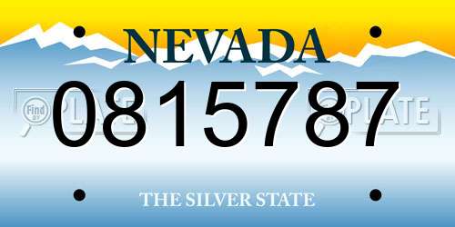 0815787 Nevada License Plate