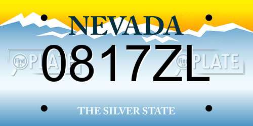 0817ZL Nevada License Plate