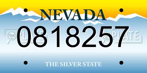 0818257 Nevada License Plate