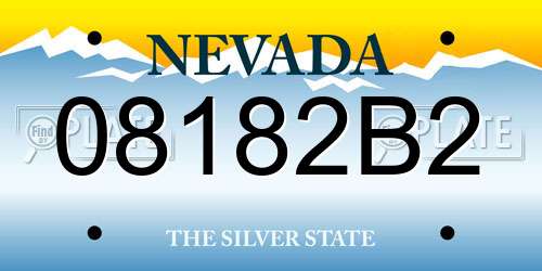 08182B2 Nevada License Plate