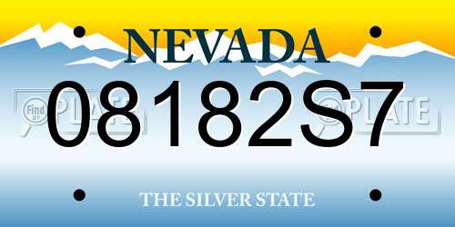 08182S7 Nevada License Plate